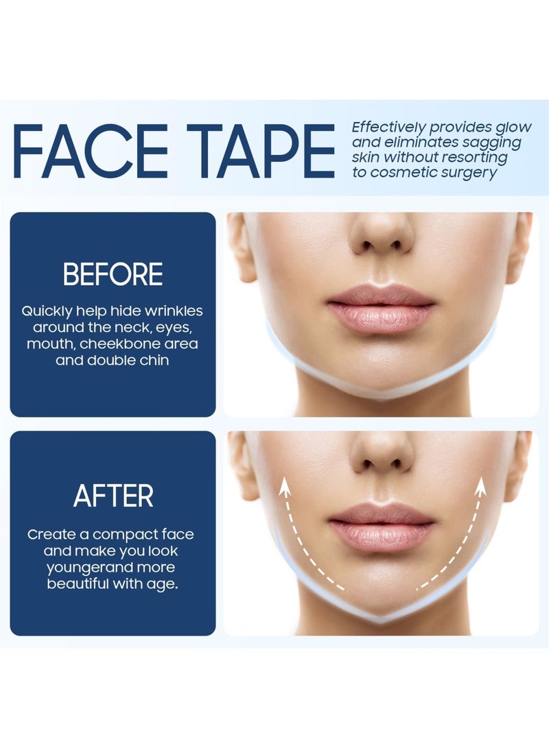 SYOSI 60PCS Face Lift Tape, High Elasticity Wrinkle Patches, Invisible Face Tapes for Lifting Eyes Double Chin Jowls, Lifting Saggy Skin, Waterproof, Face Stickers Neck Eye Double Chin Lift V Shape - Image 4